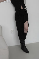 unbalanced low tunnel skirt (2color)
