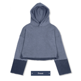PIGMENT CUTTED CROP HOODIE_BLUE NAVY