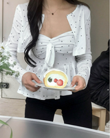 oreo ple big ribbon top + crop cd set
