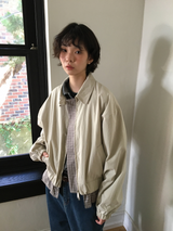 Petit check frill blouson (2color)