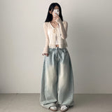  Monp pattern see-through ribbon knit cardigan