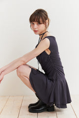 LILY FRILL DRESS charcoal
