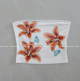 Flower Cropped Printed Tube Top