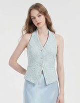 [PRE-FALL] [ATELIER] Jane Tweed Jewel Point Halterneck Vest Mint