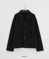 [unisex] ヒゲムウール襟付きハーフコート