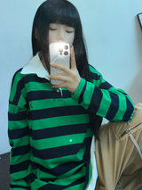 キュートカラーペティット👚ストライプロングスリーブTシャツ🎀❤💚3カラー