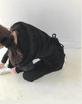 [♡MADE♡] puppy velour hip lettering slim bootcut pants
