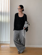 Two-wear loose long-sleeved off-shoulder T-shirt