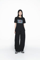 25SS オイルペイティンググラフィックウーマンショートスリーブTシャツ ブラック
