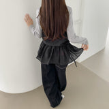 Layered frill see-through ribbon A-line strap sleeveless