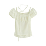 Shirring Ribbon Puff Top 231330518