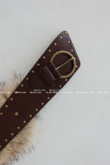 a mink fur ethnic wide belt