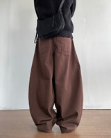 Brown Curved Denim Pants