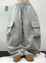 BALLOON OVER WIDE BOXY CARGO HIP LONG PANTS🩶🖤2COLOR