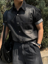 Ever snap muscle-fit denim shirt