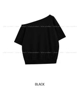 Witty Off-shoulder Short-sleeve Sweatshirt