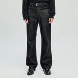 laser cowboy flare denim pants black