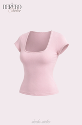 Minky Square Slim Color Short Sleeve T-shirt