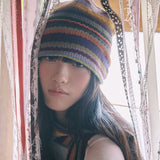 hippie stripe beanie purple