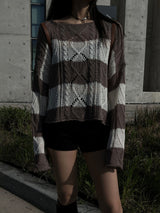 Summer striped twist cover-up net knit (3 colors)