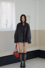 Free Shine Loose Fit Leather Rider Jacket