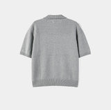 Leviron Two-Pocket Cut-out Collar Short-Sleeve Cardigan