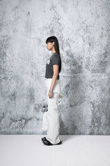 Herringbone Damage Cutting Skirt Pants (WHITE)