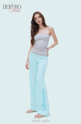 Mint lettering long good fit casual pants 