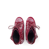 Buckle Patent Lace-Up Open Toe Heel(Red)