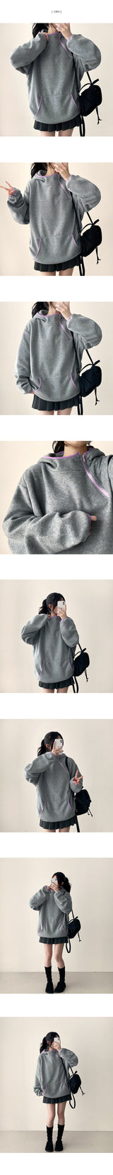  Faure diagonal zipper color scheme line overfit fleece hood