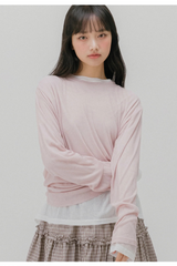 シー スルー リップ ティーシャツ (LIGHT PINK)