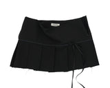 Lined ribbon pleats skirt / black