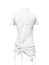  CURVED ZIP-UP SHIRT WITH LAYER . WHITE