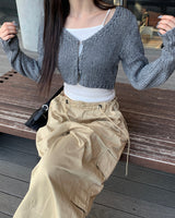 ニットホッククロップカーディガン