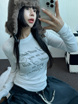 ロビン🤍プリンティングレザータトゥーロングスリーブTシャツ🩶🖤🤍3カラー