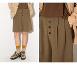 Retro multi-button simple breathable casual shorts for summer