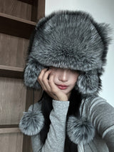 Mini tail soft fur eared fur hat (4 colors)