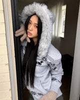 Nua Nordic Fur Two-Way Knit Hood Zip-Up