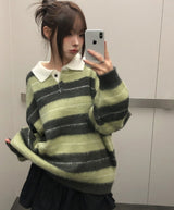 リッツカラーマッチングカラーストライプブラッシュニット