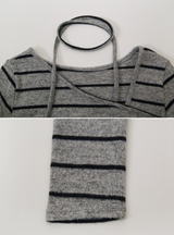 #Border Tie Point Slim Long Sleeve T-shirt (2color)