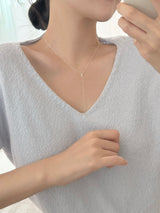 [Silver 925] キュービックドロップネックレス / ウエディングゲストルックデイリーシンプル シルバーチェーン ロング