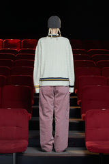 CABLE V NECK CRICKET KNIT / IVORY