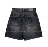 Linear washing denim short pants