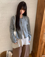 Dean Two-button round-neck Wool  cardigan