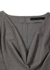 COWL NECK BLOUSE, DARK BROWN