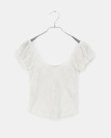 Kiha Lace See-Through Puff Cropped Short-Sleeved T-Shirt