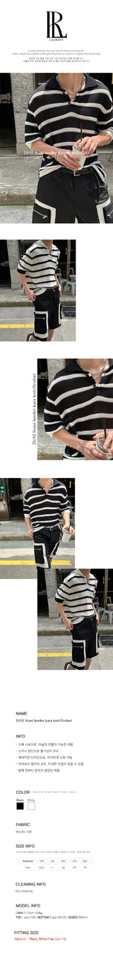 [S/S] Scasi border collar knit (2color)