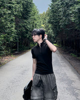 Jevin Muscle Fit Half Zip-Up Short Sleeve