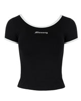 Mwoong コットンジャージースクープTシャツ(ブラック)