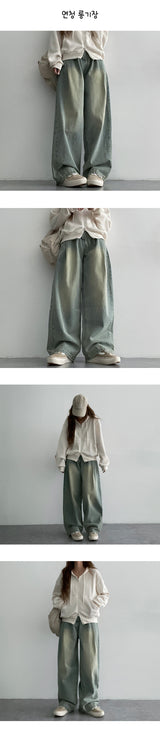 [2nd Length] [S-XL]ギダンワンタックウォッシュドワイドデニムパンツ (4 colors)